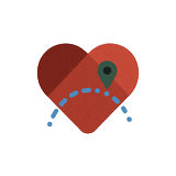 Heart route icon for planning a first country date